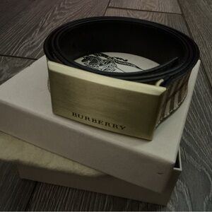 Burberry Belt with Gold Buckle and Plaid Strap